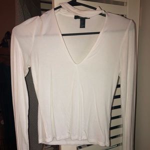 White long sleeve v-neck with collar!